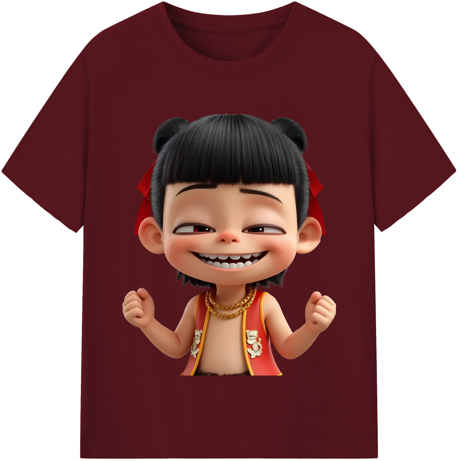 （画像用） Ne Zha 2 ナタ 魔童の大暴れ 綿100％半袖Tシャツ（フロントプリント）